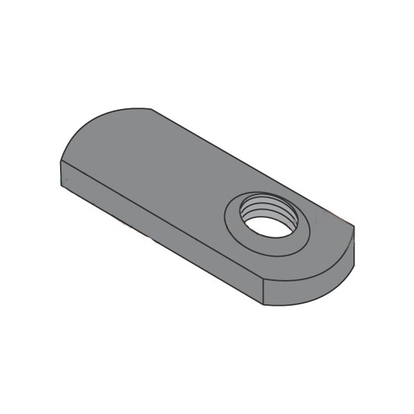Newport Fasteners Tab Weld Nut, #10-32, Steel, 0.453 in Wd, 0.64 in Lg, 0.098 in Ht, 1000 PK 809014 - main